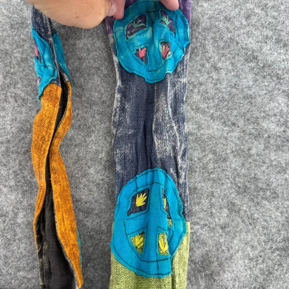 Made in Nepal Boho Patchwork Hobo Bag‎ Womens Multicolor Peace Sign Embroidery
